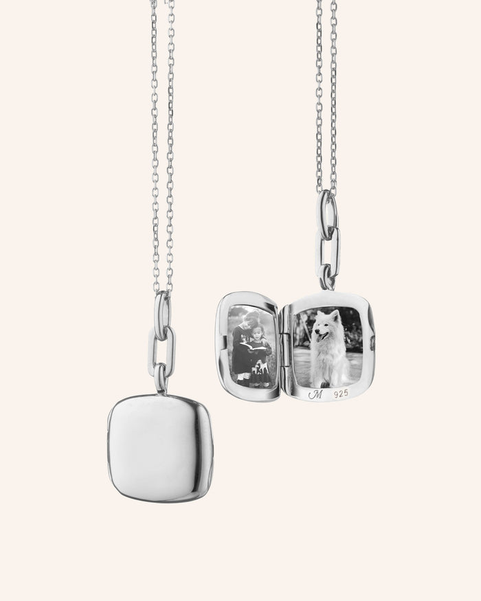 Slim Viv Sterling Silver Engraved Locket Necklace
