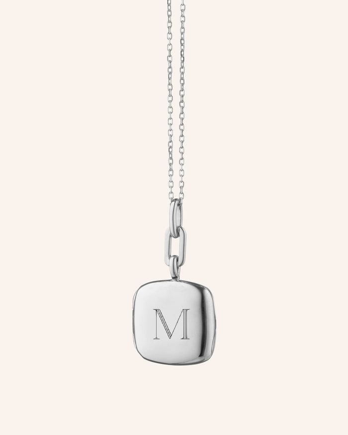 Slim Viv Sterling Silver Engraved Locket Necklace