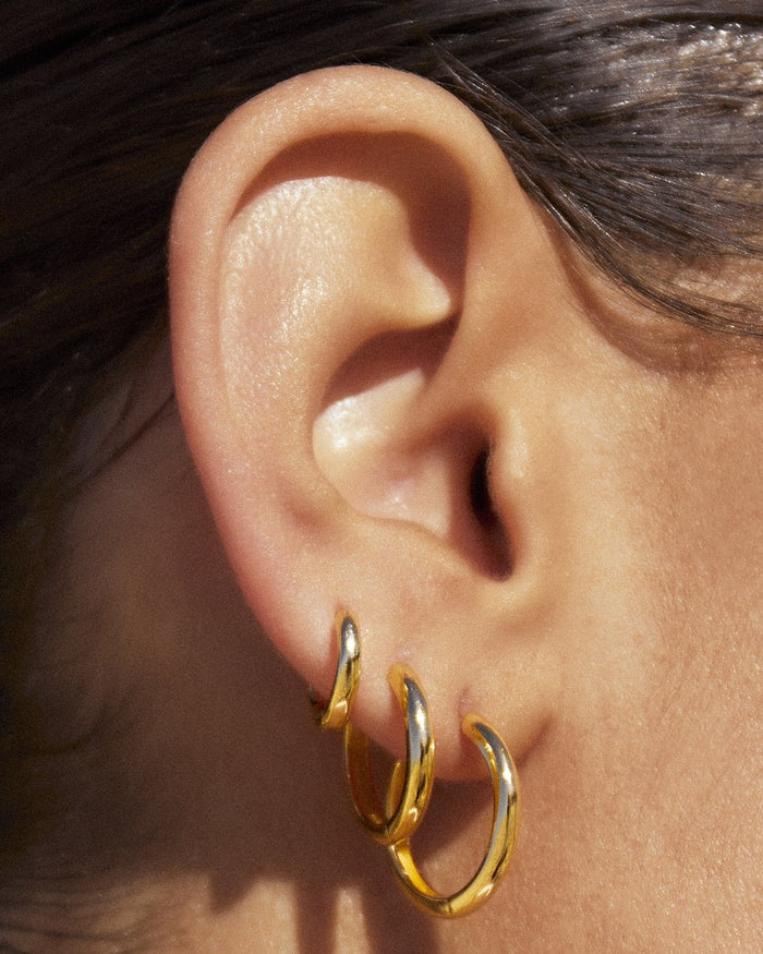 Smooth Hoop Earring Stack - Gold