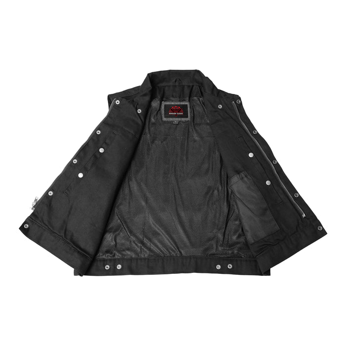 Snap Front Men's Denim Motorcycle Vest  - Black