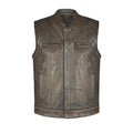 Spearfish - Men's Club Style Leather Motorcycle Vest (Brown)