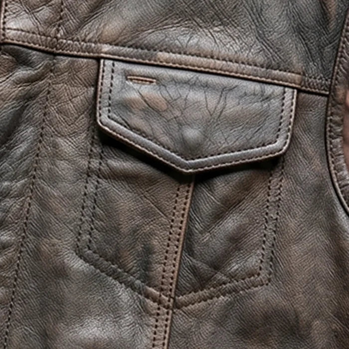 Spearfish - Men's Club Style Leather Motorcycle Vest (Brown)