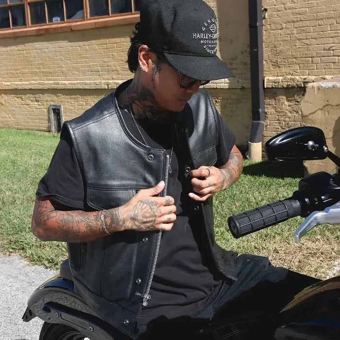 Steelhorse - Men's SOA Club Style Leather Motorcycle Vest