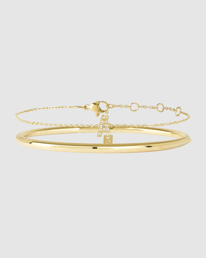 Stone Initial Bracelet Stack
