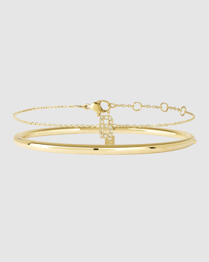 Stone Initial Bracelet Stack
