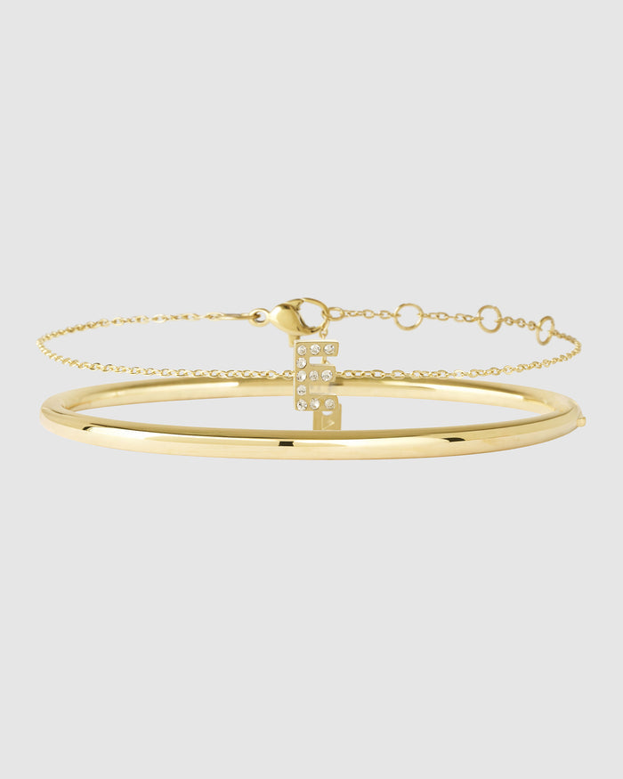 Stone Initial Bracelet Stack