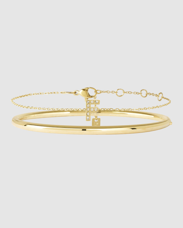 Stone Initial Bracelet Stack