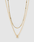 Stone Initial Necklace Stack