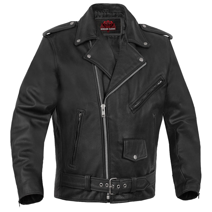 Super Arnold Men's Black Leather Jacket – Retro Design