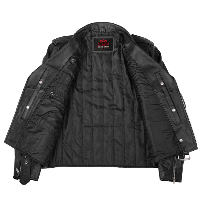 Super Arnold Men's Black Leather Jacket – Retro Design