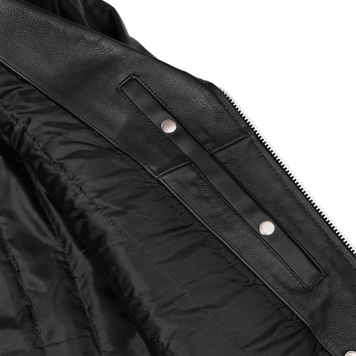 Super Arnold Men's Black Leather Jacket – Retro Design