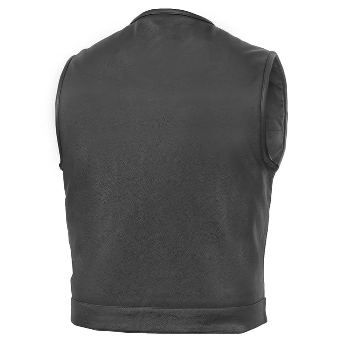 Target Lowcut Men's Leather Motorcycle Vest – Black