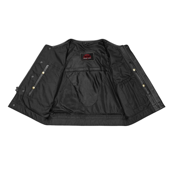 Target Lowcut Men's Leather Motorcycle Vest – Black
