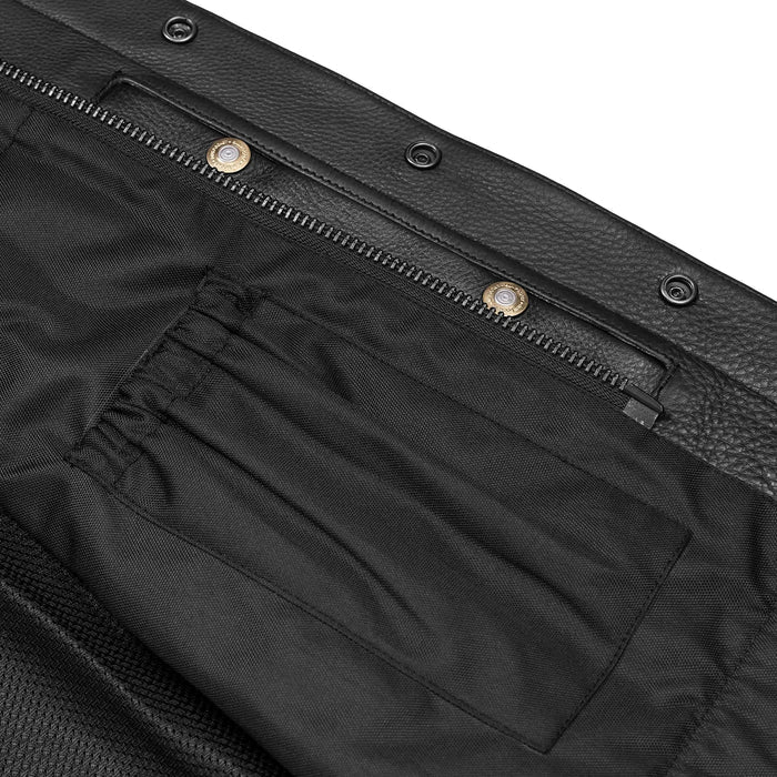 Target Lowcut Men's Leather Motorcycle Vest – Black