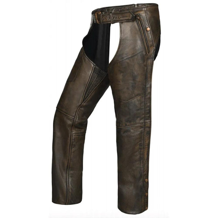 Tarmac - Unisex 4-Pocket Leather Motorcycle Chaps with Spandex