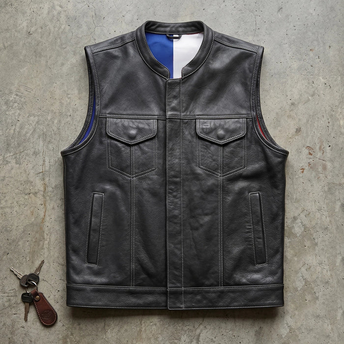 Texan - Men's Texas Flag Club Style Leather Motorcycle Vest