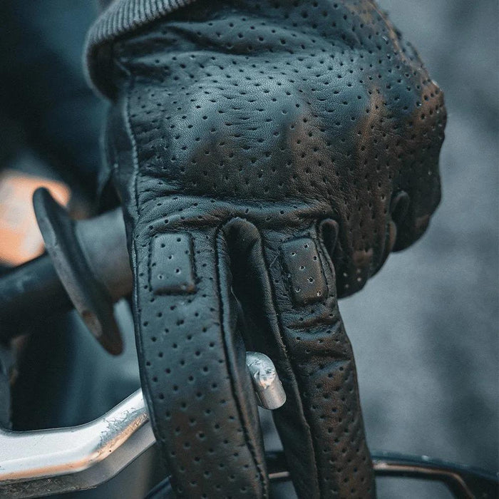 Throttle Grip - Men's Perforated Leather Motorcycle Gloves