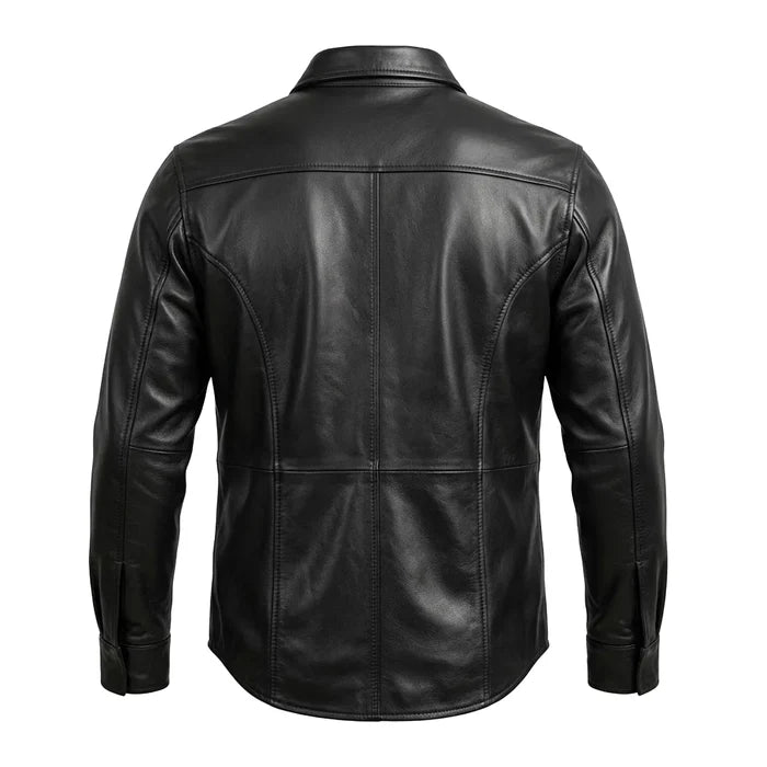 Titan - Men's Shirt style Premium Leather Biker Jacket