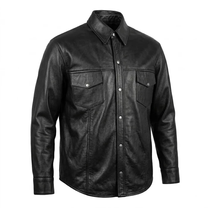 Titan - Men's Shirt style Premium Leather Biker Jacket