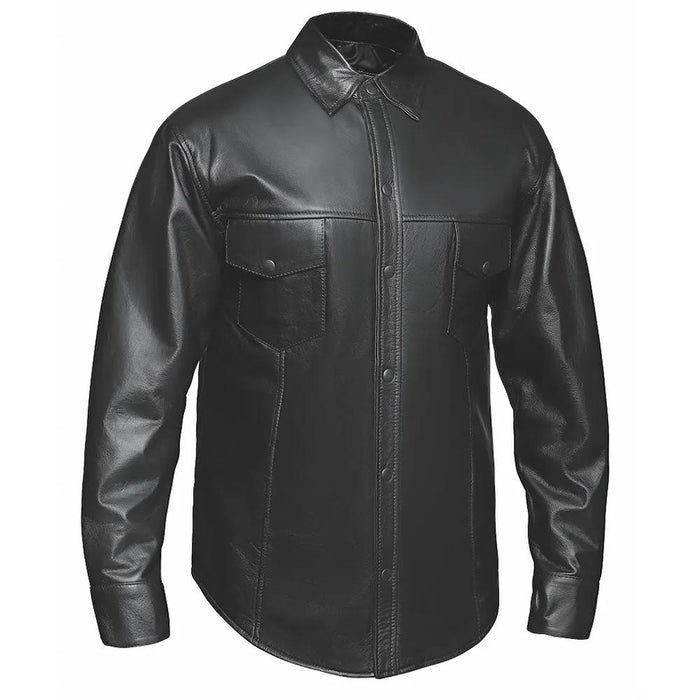 Titan - Men's Shirt style Premium Leather Biker Jacket