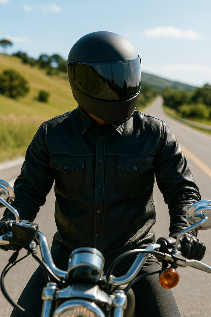 Titan - Men's Shirt style Premium Leather Biker Jacket
