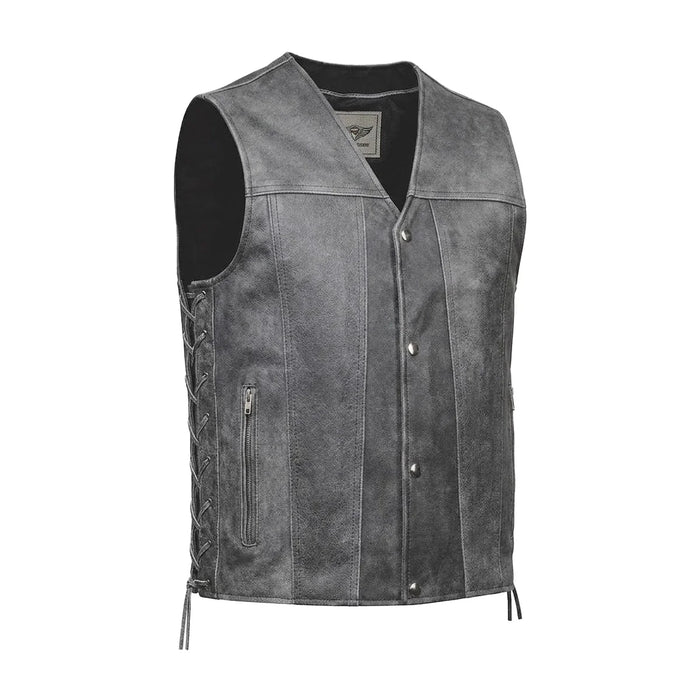 Tombstone - Men's Motorcycle Leather Vest (Gray)