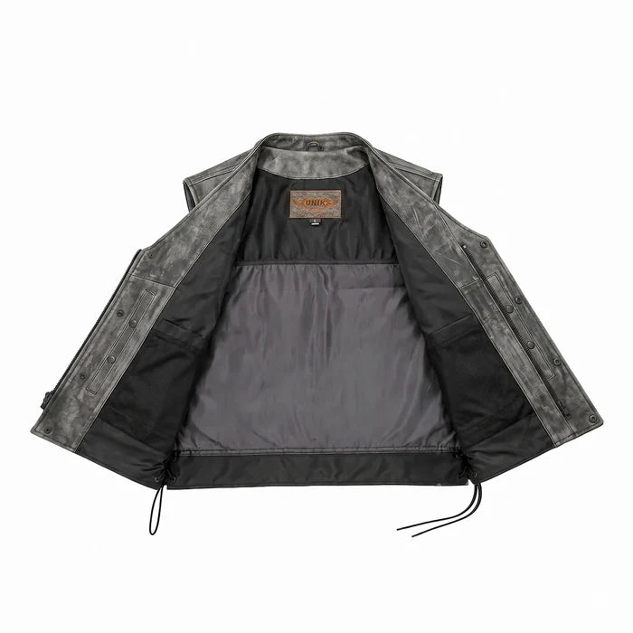 Tombstone - Men's Motorcycle Leather Vest (Gray)