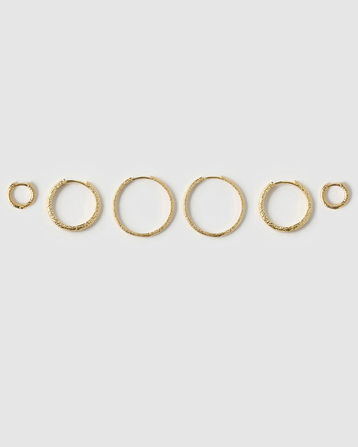 Triple Hoop Earring Stack - Gold