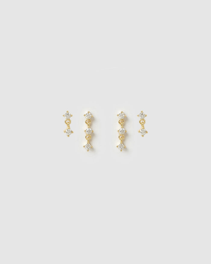 Twin Earring Stack - Gold