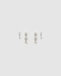 Twin Earring Stack - Silver