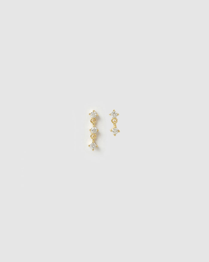 Twin Single Earring Stack - Gold