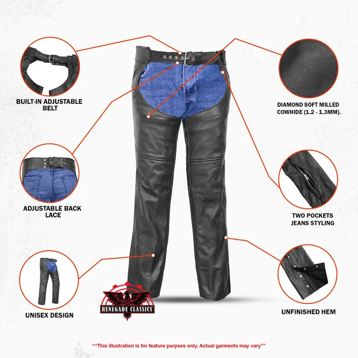 Unisex Chaps with 2 Jean Style Pockets