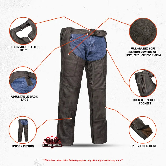 Unisex Four Pockets Insulated Chaps with Stretchable Inner Thigh