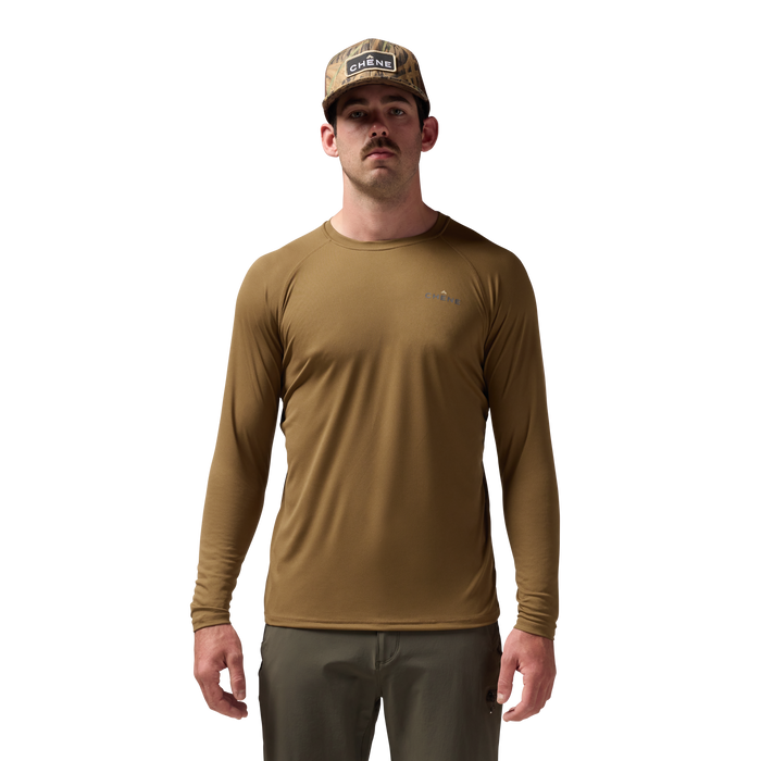 Vale 105 Synthetic Crew L/S in Field Khaki, on model #field_khaki