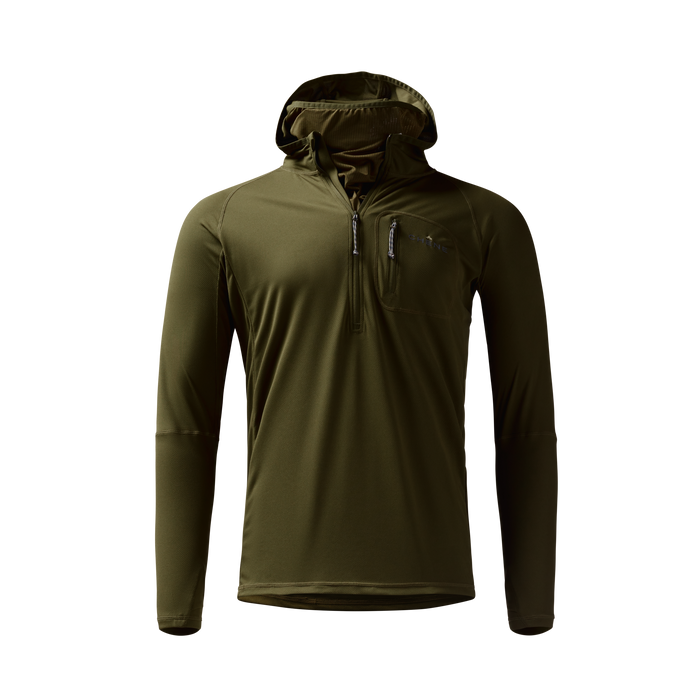 Vale 105 Synthetic Hoodie in Dark Olive, front view #dark_olive