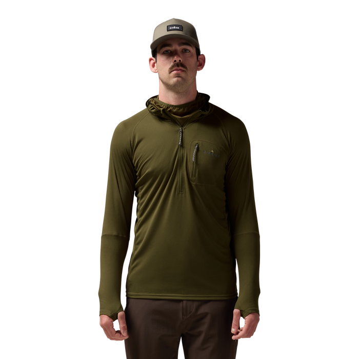 Vale 105 Synthetic Hoodie in Dark Olive, on model #dark_olive
