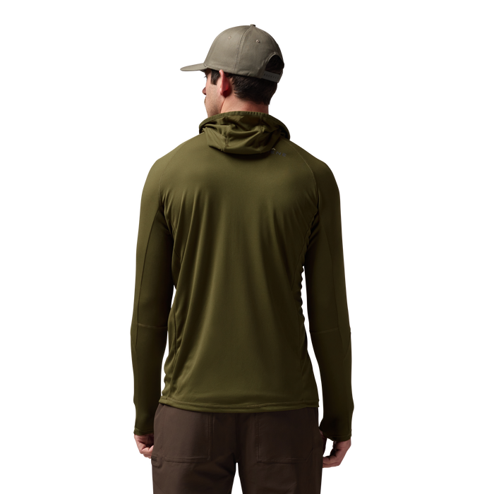Vale 105 Synthetic Hoodie in Dark Olive, on model #dark_olive