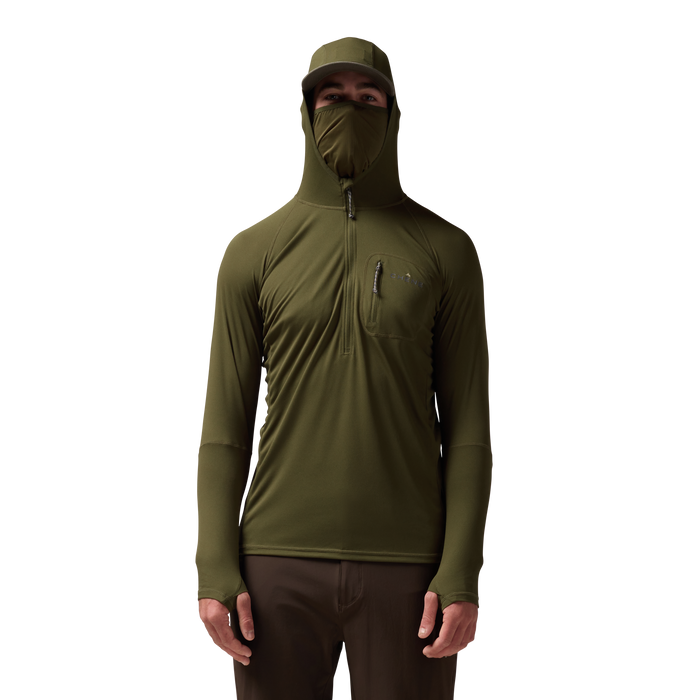 Vale 105 Synthetic Hoodie in Dark Olive, on model #dark_olive