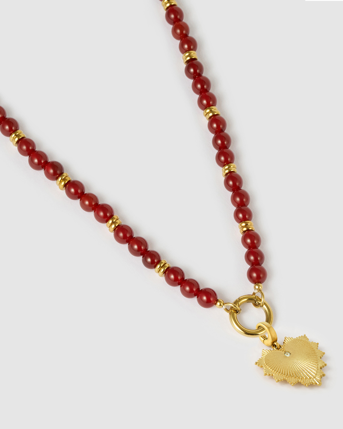 Velvet Charm Necklace - Red Agate