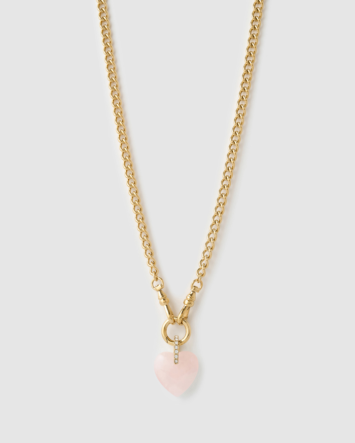 Violet Heart Necklace - Rose Quartz