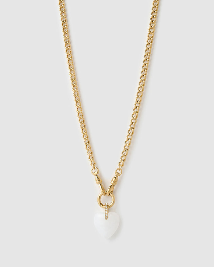 Violet Heart Necklace - White Agate