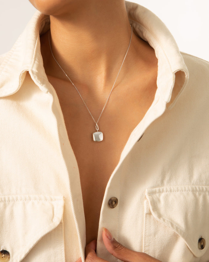 Slim Viv Sterling Silver Locket Necklace