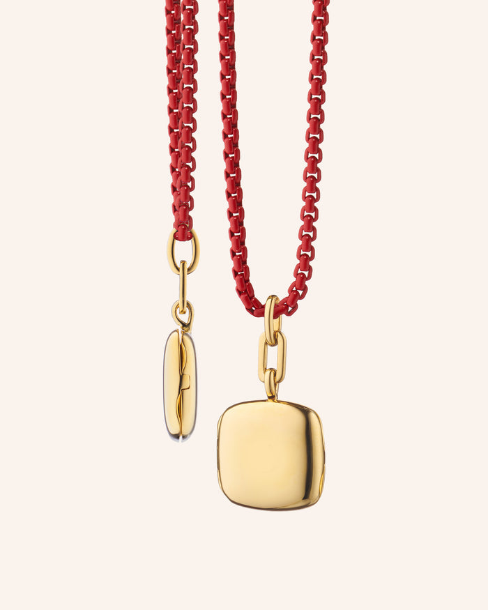 18K Yellow Gold / 20" Red Steel Chain