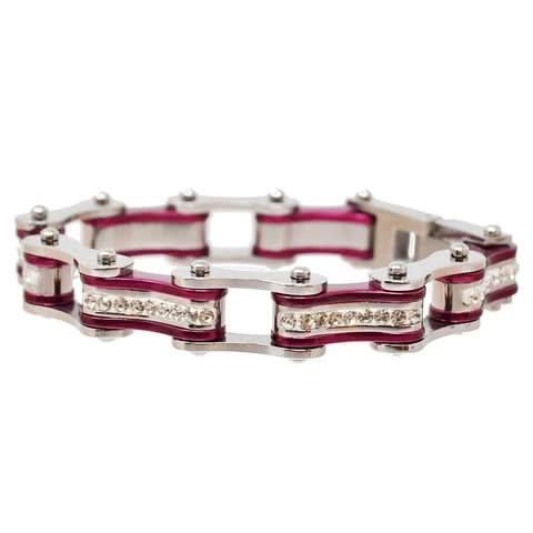 VJ113 Two Tone Silver/Candy Purple W/White Crystal Centers