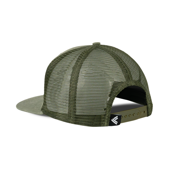 Waterfowl Co. Waxed Mesh Back Cap in Dark Olive, back view #dark_olive