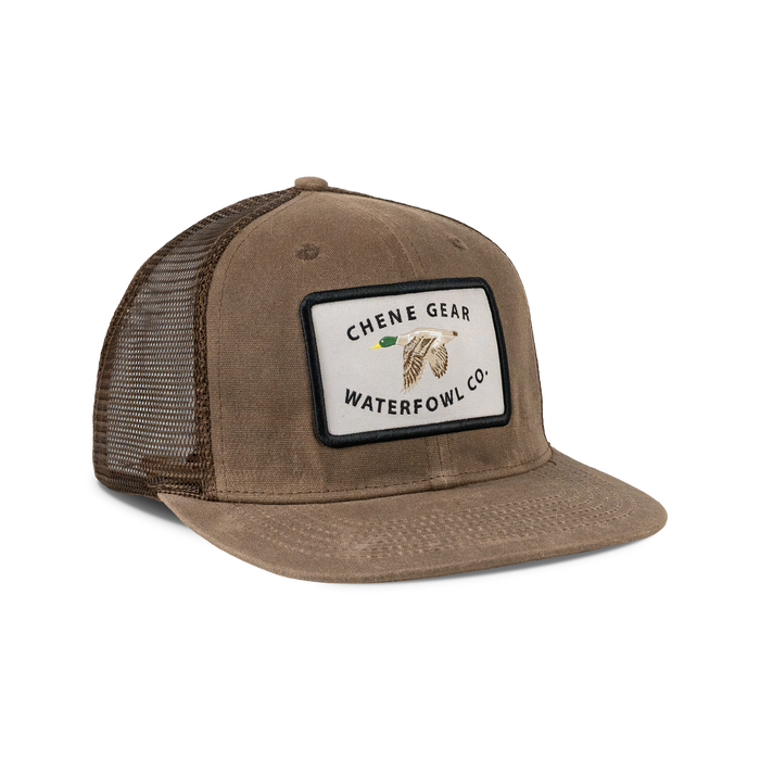 Waterfowl Co. Waxed Mesh Back Cap in Dirt, front view #dirt