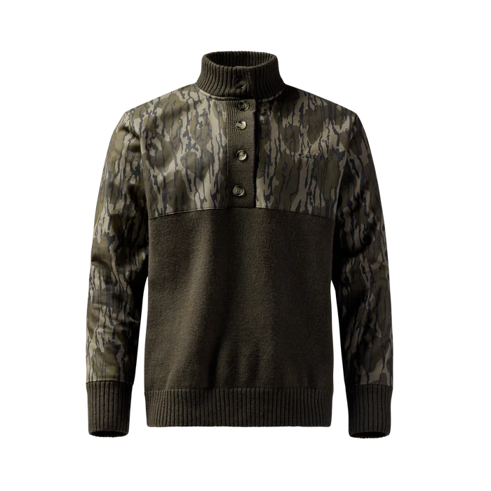 Waxed Canvas Sweater in Mossy Oak Original Bottomland, front view #mossy_oak_original_bottomland