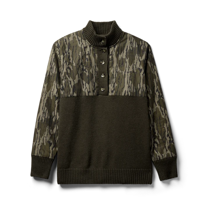 Waxed Canvas Sweater in Mossy Oak Original Bottomland, flat lay #mossy_oak_original_bottomland