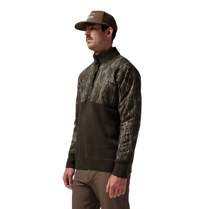 Waxed Canvas Sweater in Mossy Oak Original Bottomland, on model #mossy_oak_original_bottomland