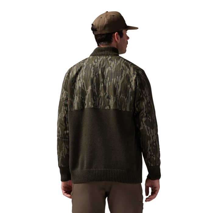 Waxed Canvas Sweater in Mossy Oak Original Bottomland, on model #mossy_oak_original_bottomland